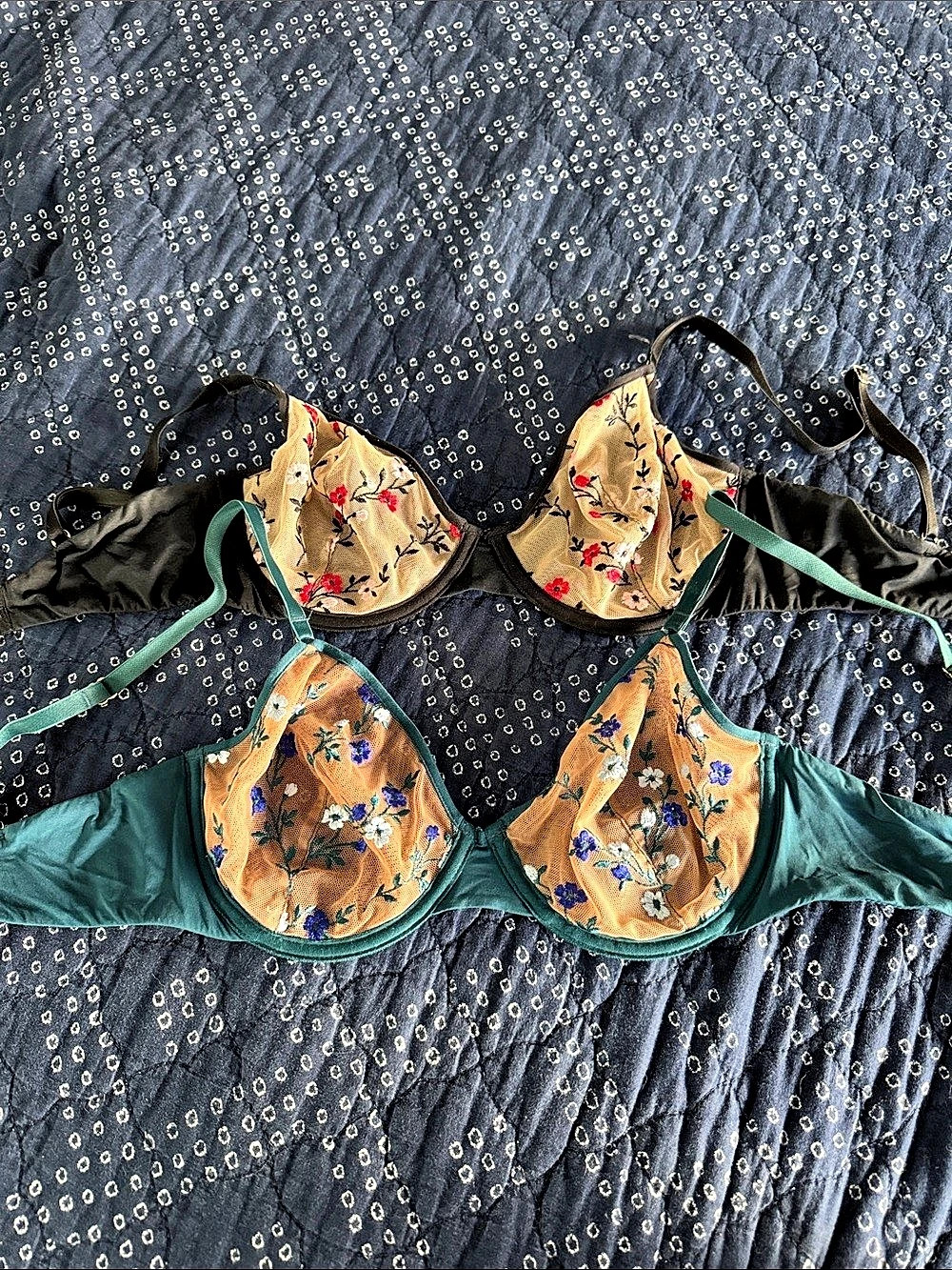 Natori Floral Underwire Turquoise & Black